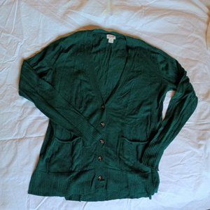 Dark Green Button-Up Cardigan